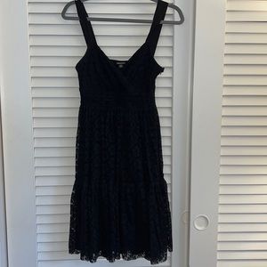 DKNY Black Lace Swing Dress 4 Ribbon Strap